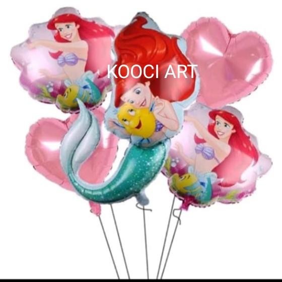 

Terlaris Balon foil set mermaid Ariel pink love under the sea balon karakter SALE