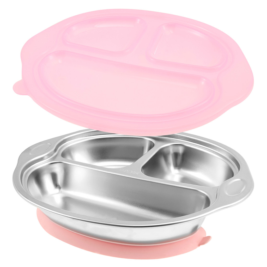 Baby Dining Plate Safe Stainless Steel Suction Cartoon Children Dishes Feeding Toddler Training Tabl