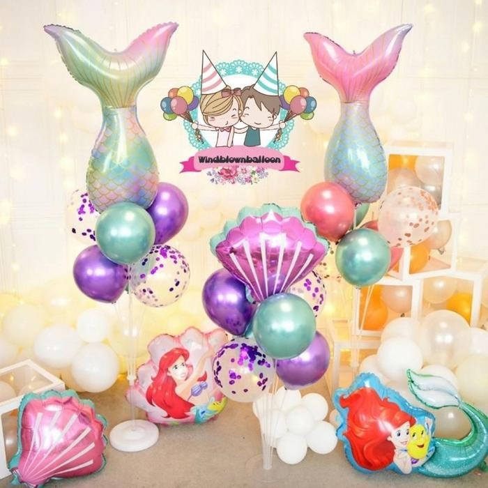 

Terlaris Windblown Balloon Decoration Birthday Girl Mermaid Ariel/HBD set Ariel SALE
