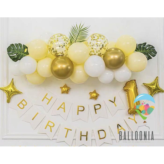 

Terlaris SET Foil Balloon Yellow White Chain Birthday / Dekorasi Balon Ultah SALE