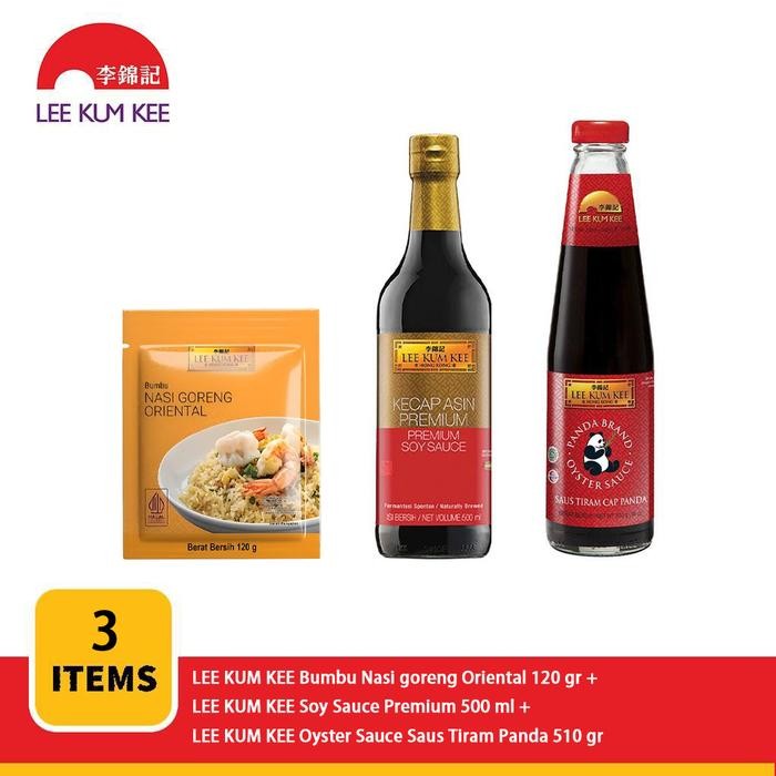 

LEE KUM KEE Bumbu Nasi goreng Oriental 120 gr+LEE KUM KEE Soy Sauce Premium 500 ml+LEE KUM KEE