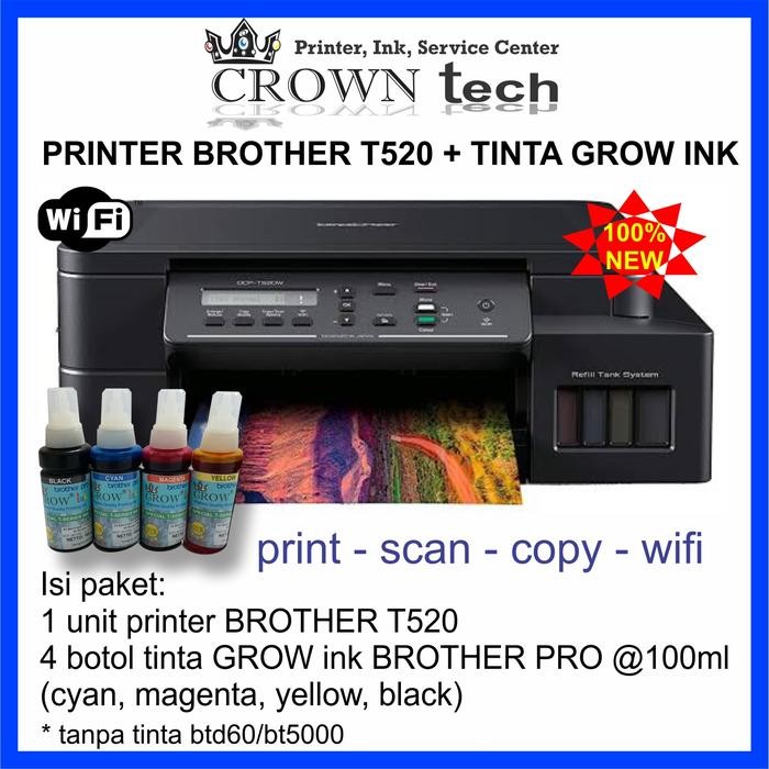Printer Brother DCP-T520W tinta GROW ink. T520 W pengganti T510W