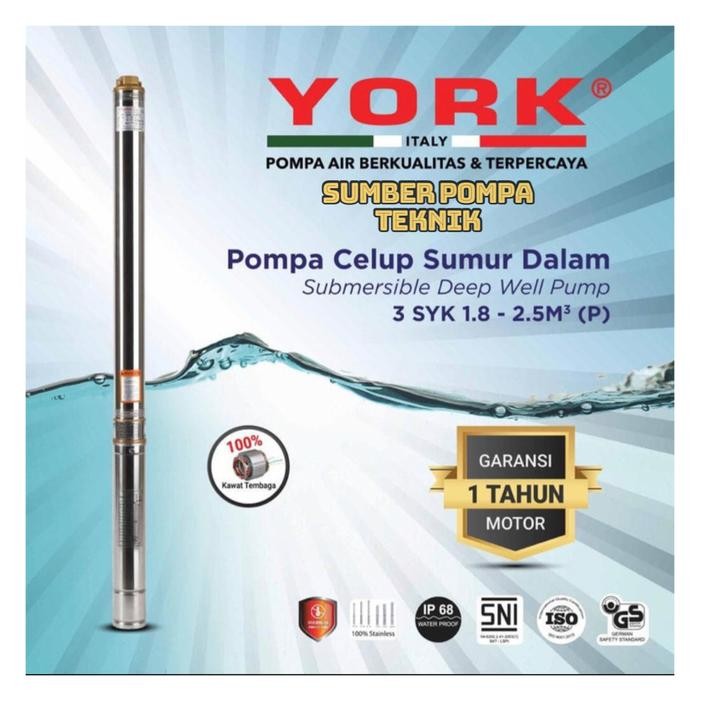 Pompa celup sumur dalam YORK 0,5hp 3SYK2.5-11P Satelit Submersible