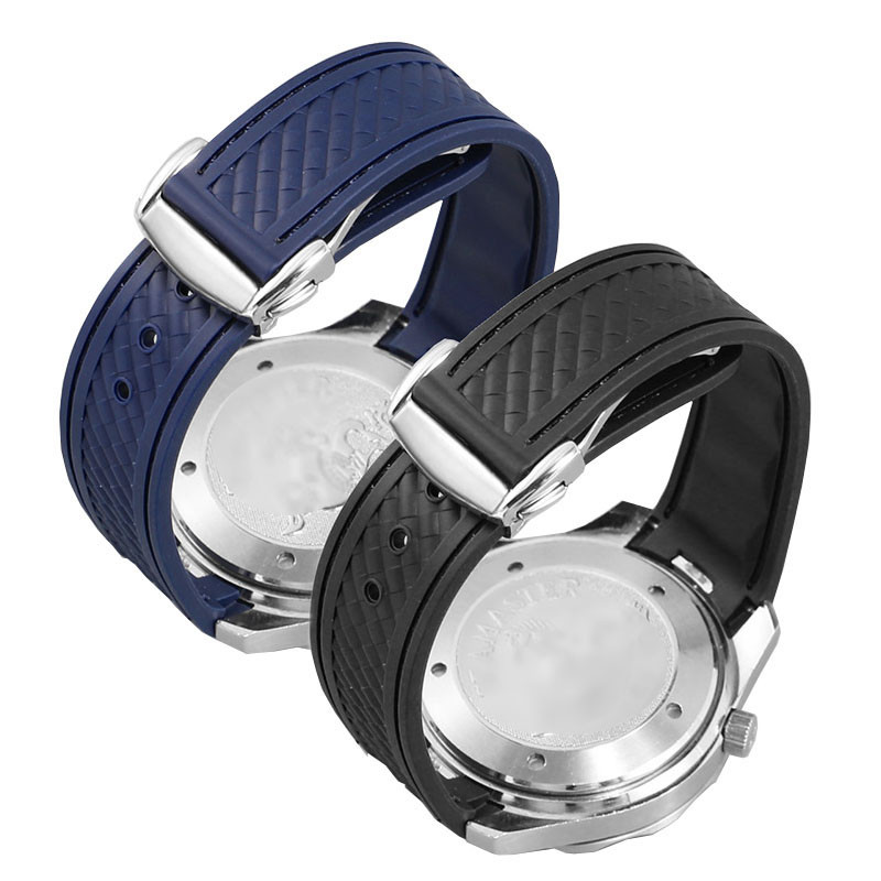 IMPORT RUBBER WATCHBAND FOR OMEGA AT150 SEAMASTER 300 AQUA TERRA DIVING WATCHES STRAPS BLACK BLUE