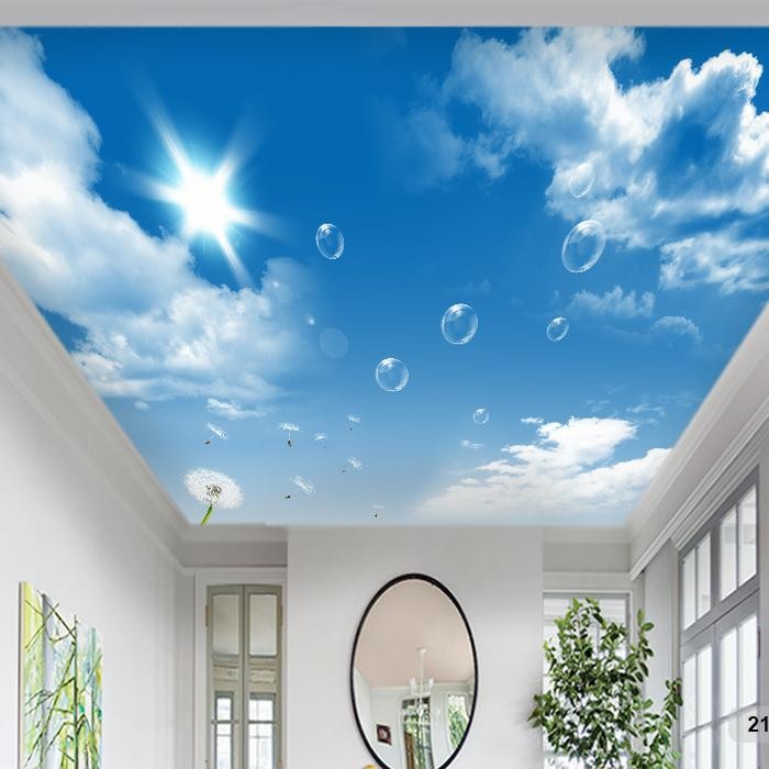 Wallpaper 3D Custom Plafon Langit Putih Awan Biru (21PLF-001) *