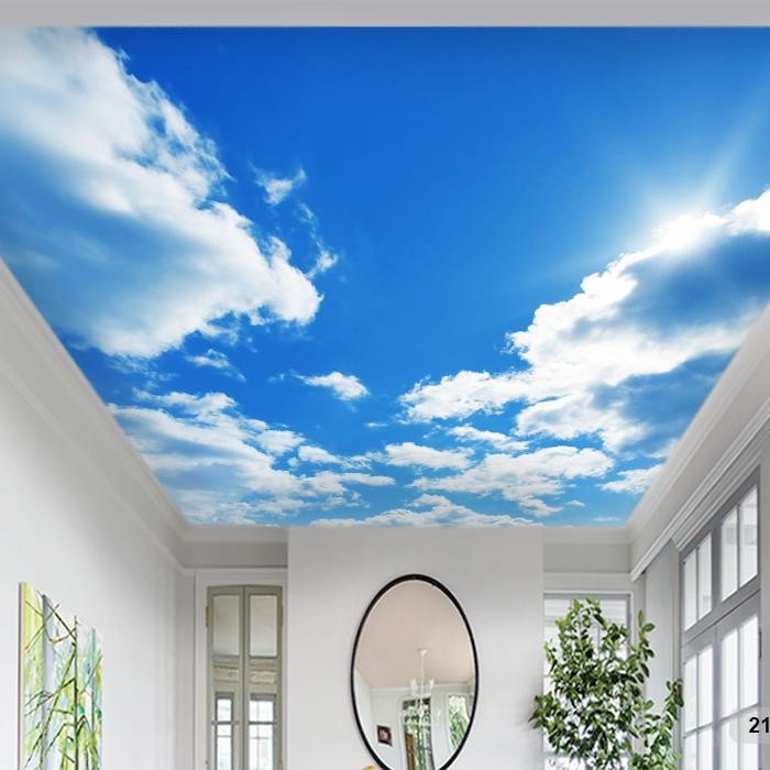 Wallpaper 3D Custom Plafon Langit Putih Awan Biru (21PLF-002) *
