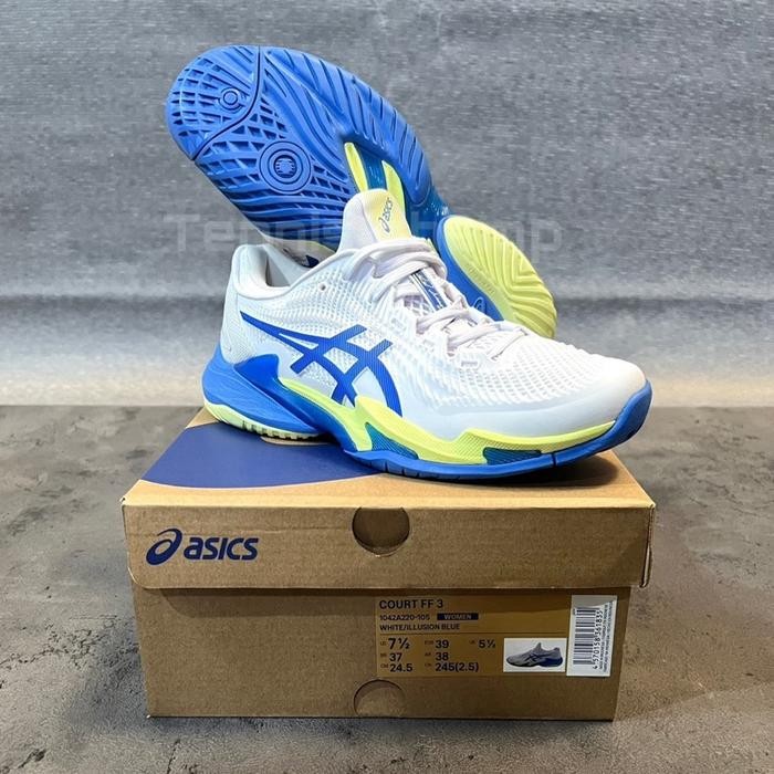Sepatu Tenis Asics Court FF 3 Women White Illusion Blue/ Tennis Shoe Asics Court FF 3 Original