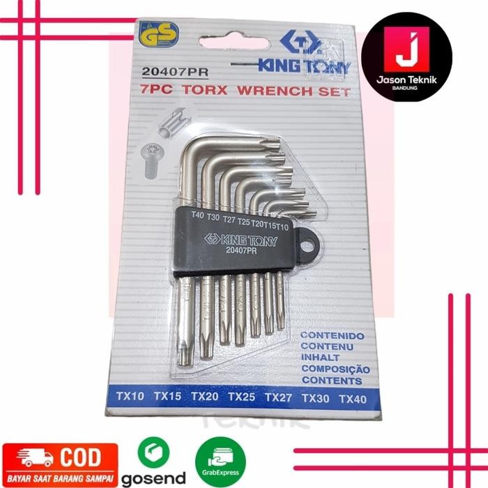 Ready KING TONY KUNCI L SET BINTANG 7 PCS (LUBANG) ORI KING TONY