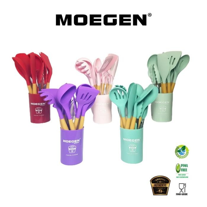 Moegen 12 Pcs Silicone Kitchen Utensils Set / Spatula Silicone /Sodet Silicone / Utensils Turner /