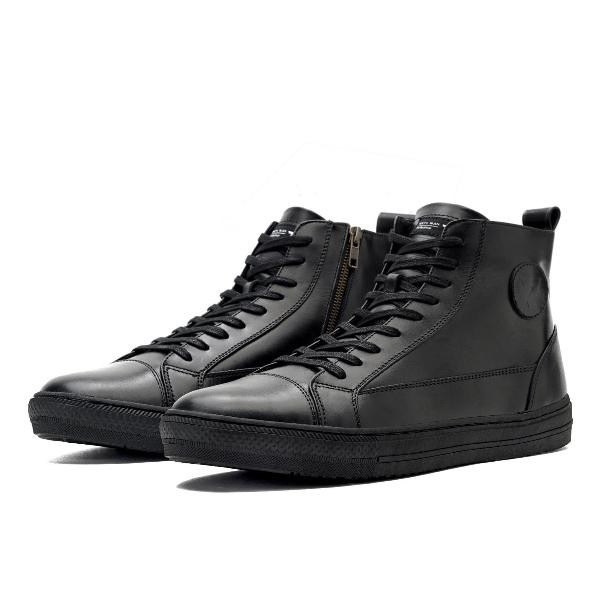 Sepatu Boots Pria REYLMAN Brave Full Black High Shoes Zipper Kulit Hitam