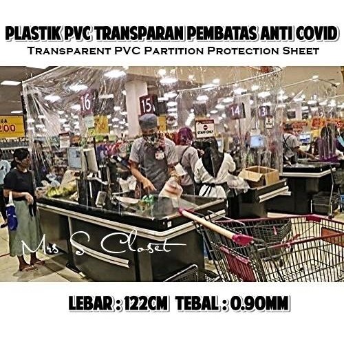 

Plastik Mika Super Bening Sekat Pembatas Jarak Anti Covid 122Cm 0.90Mm