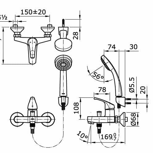 SHOWER MANDI SET TOTO TX432SDN (HOT & COLD WATER)/ TX432SD /TX432SDZ