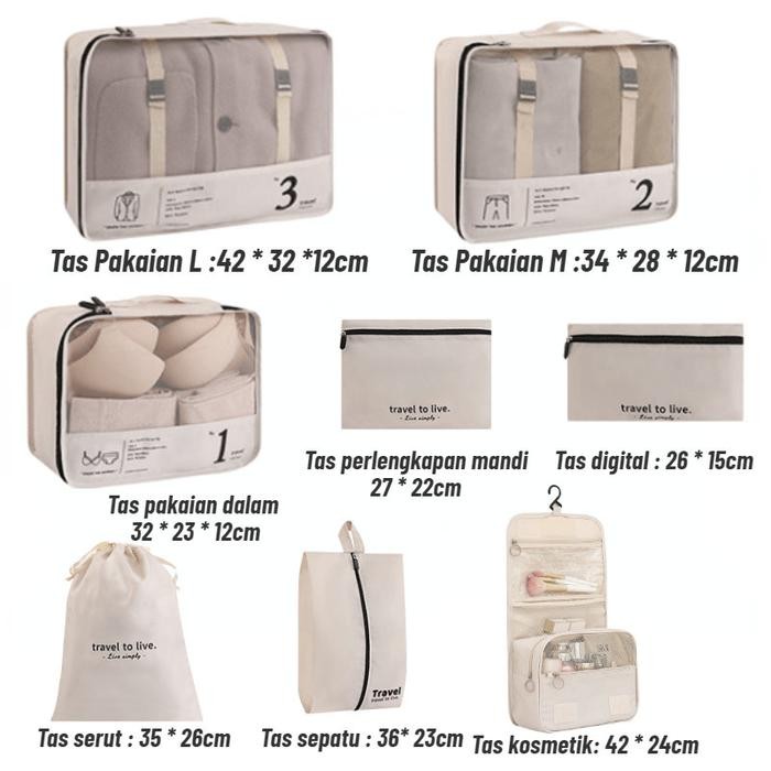 Tas Tempat Penyimpanan Baju Koper/ Travel Bag Set Jaring / Jala Storage Tas Penyimpanan/ Travel