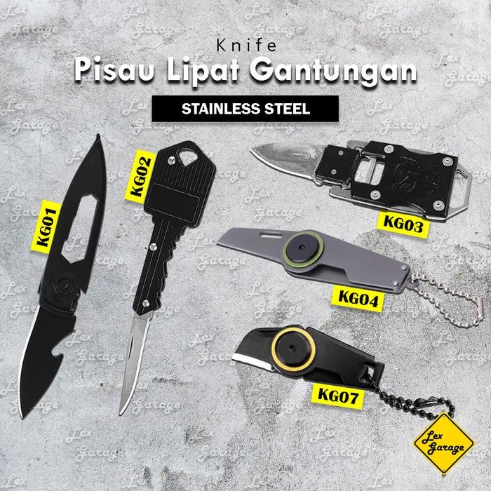 Pisau Lipat Mini Portable Gantungan Kunci Tas Survival Knife *