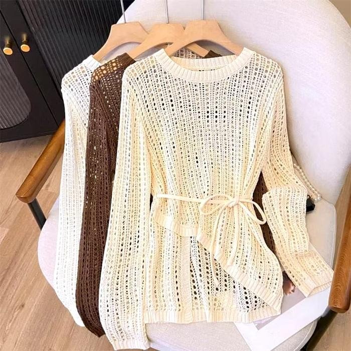 Sueterku Zie atasan sweater rajut wanita jaring tali Korea style / outer knit *