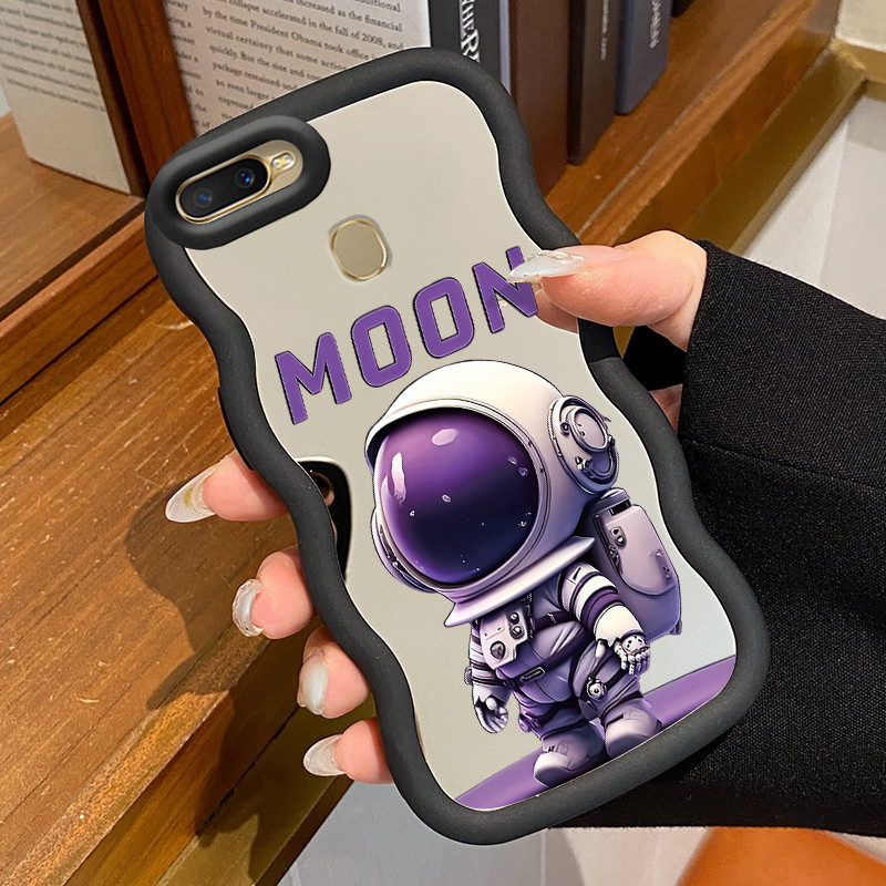 Casing Untuk OPPO A7 A5s A12 A12s A11K Case Casing pola manusia luar angkasa ungu cermin Silikon Sof