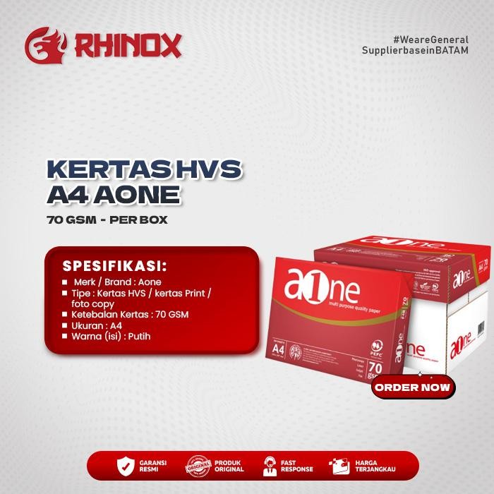 

Kertas HVS A4 merk Aone 1 box/ Kemasan 1 Kotak
