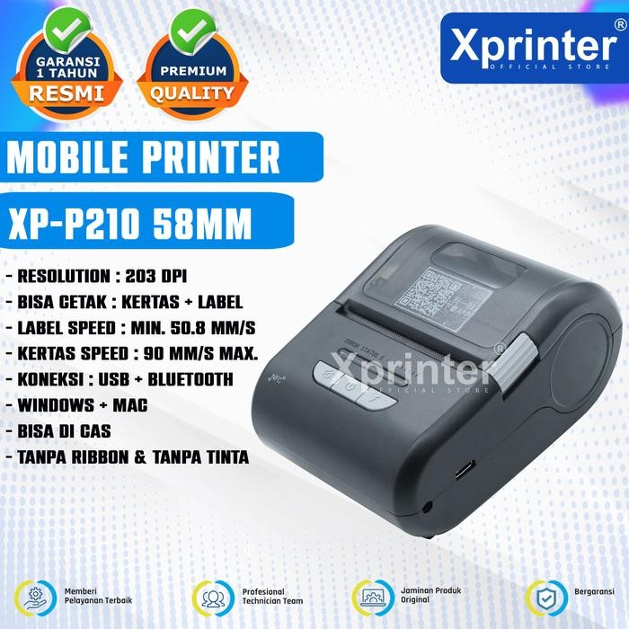 

Xprinter Mobile Printer Kasir Thermal Bisa Cetak Label Barcode + Kertas Bukti Pembayaran XP-P210