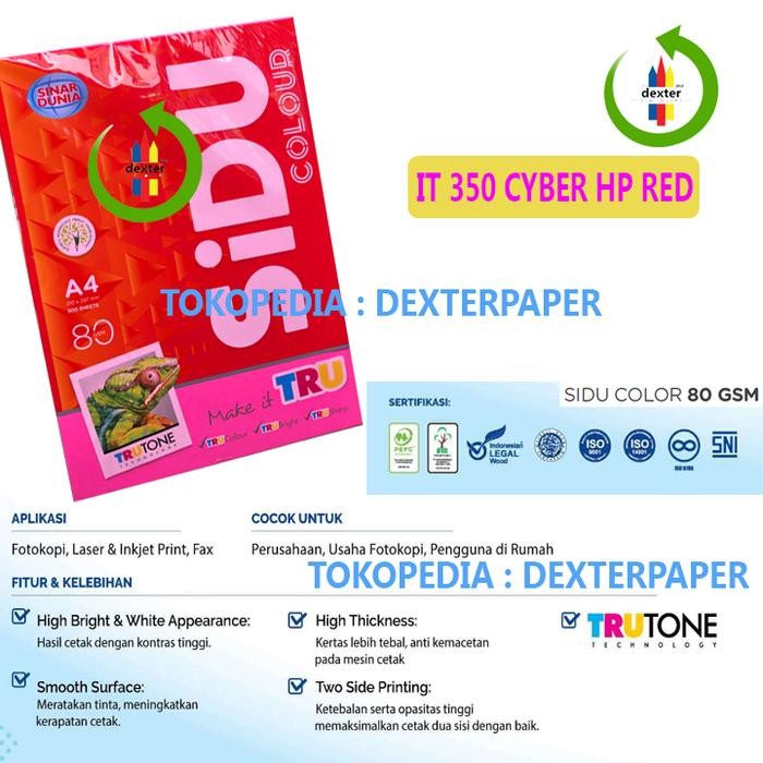 

SIDU KERTAS HVS A4 80 GSM IT 350 CYBER HP RED (1 RIM) 500 LEMBAR