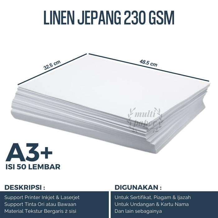 

Kertas Linen A3+ 230gr isi 50 lembar / Kertas Linen Jepang 230gr A3+