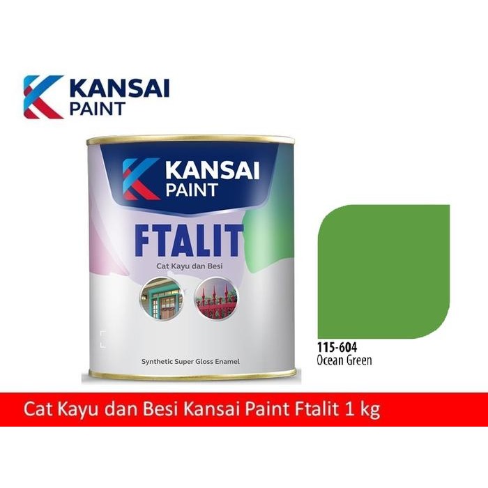 Cat Ftalit 604 Ocean Green Kansai 1 Ltr / Cat Kayu & Besi / Cat Hijau