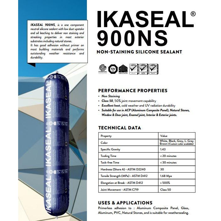 

Stok Baru Silicone Sealant Lem Kaca IKASEAL 900 NS