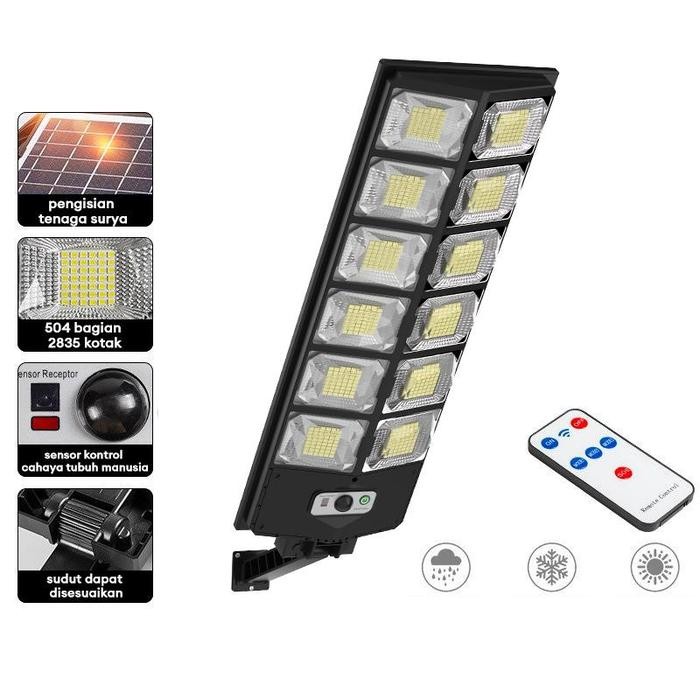 Garansi 10 Tahun1200W Lampu Jalan Tenaga Matahari Otomatis Lampu Sensor Led Luar Ruangan Tenaga