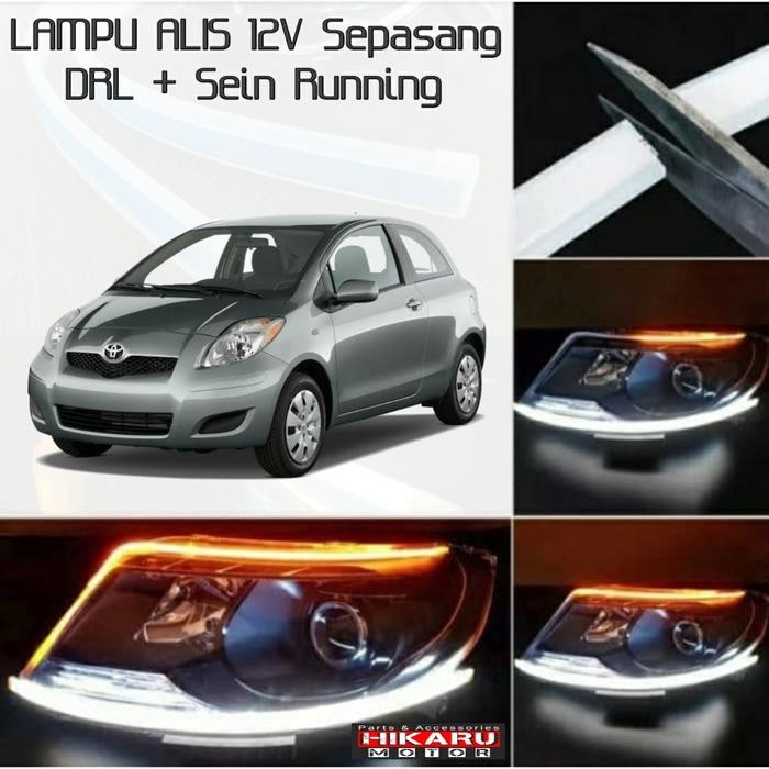 Lampu Alis Mobil Led Drl Toyota Yaris Bapao Sepasang Headlamp 12V 60Cm