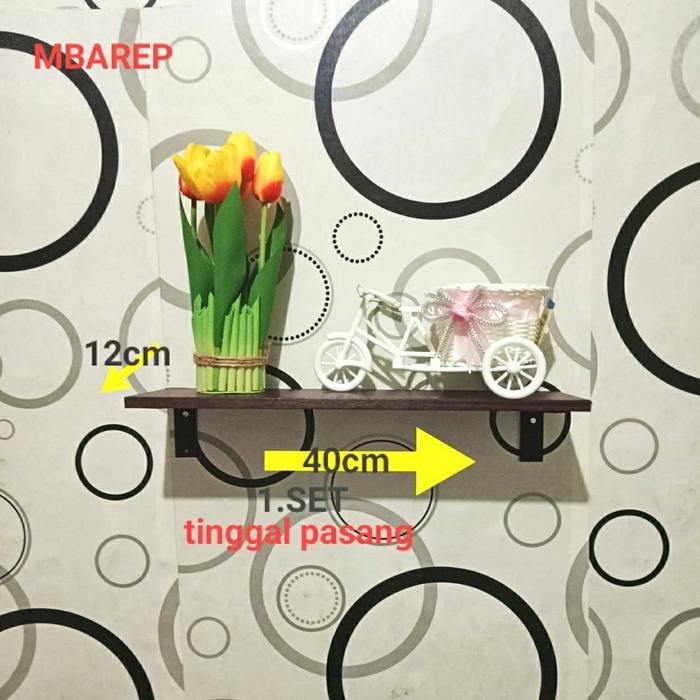 rak dinding tempel kayu besi minimalis(1SET) *