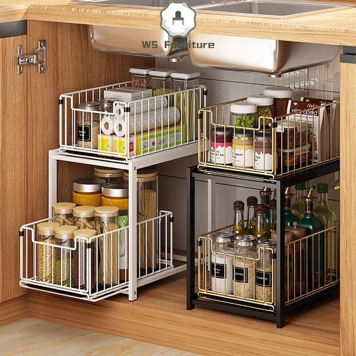 Rak dapur Di bawah rak wastafel Rak tarik laci lemari dapur *