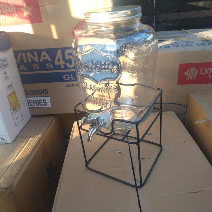 Dispenser Kaca Kran Kapasitas 5 Liter /Drink Jar