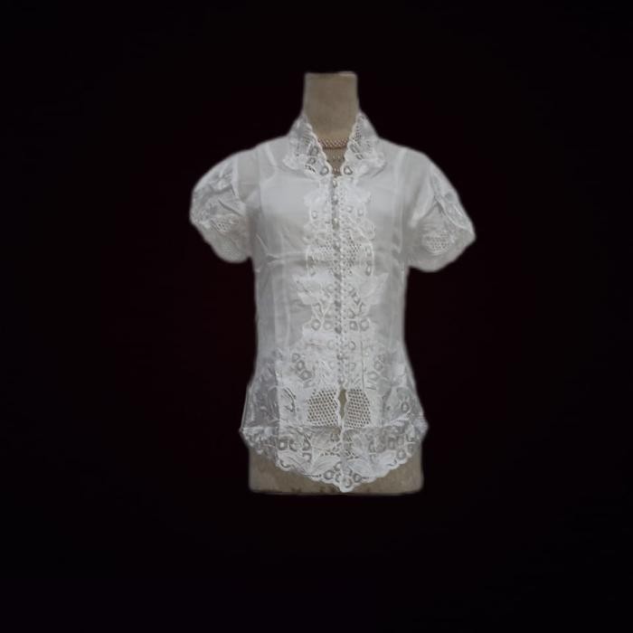 Kebaya Katun Lengan Pendek Warna Putih
