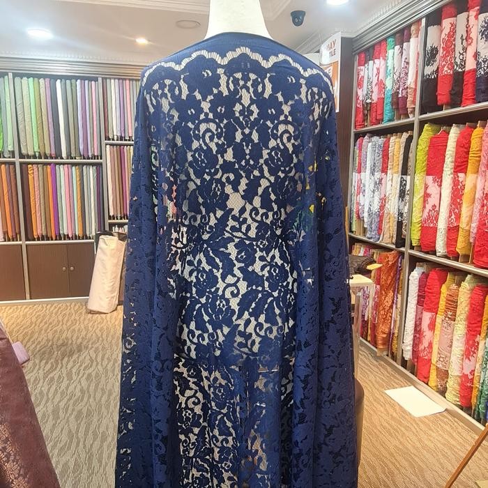 Bahan Kebaya Brokat Semi Prancis Color Navy