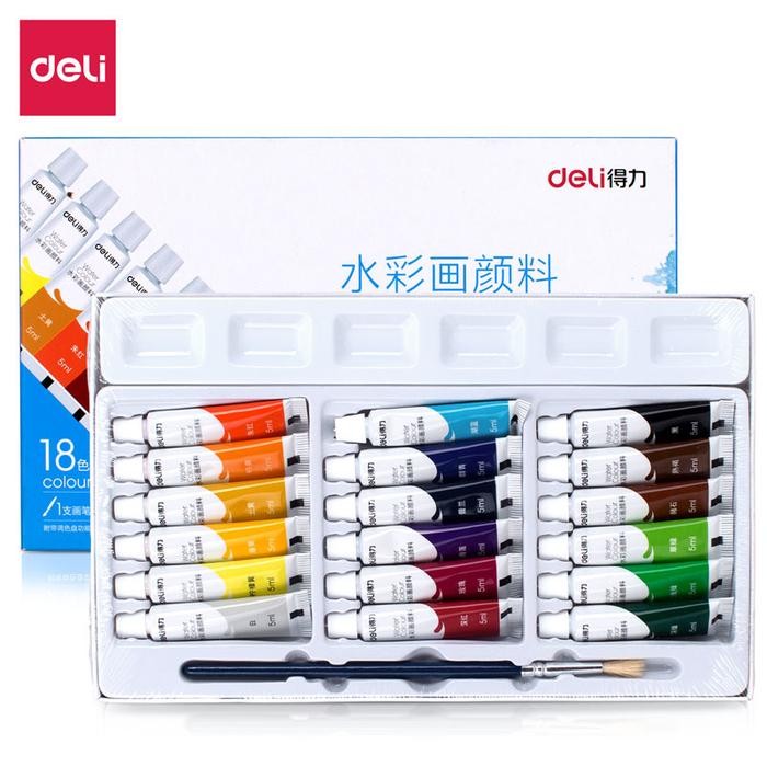 

Deli Water Color Paint / Cat Air Set 5 Ml Bersertifikat Aman Gratis Kuas 738Xx Kertas Stationery