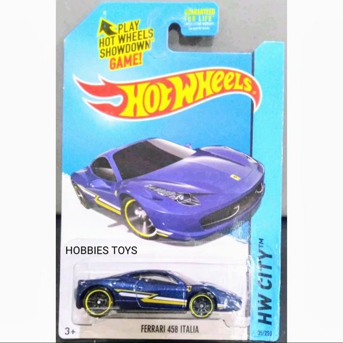 Hot Wheels HW City Ferrari 458 Italia Biru Blue US Card Murah