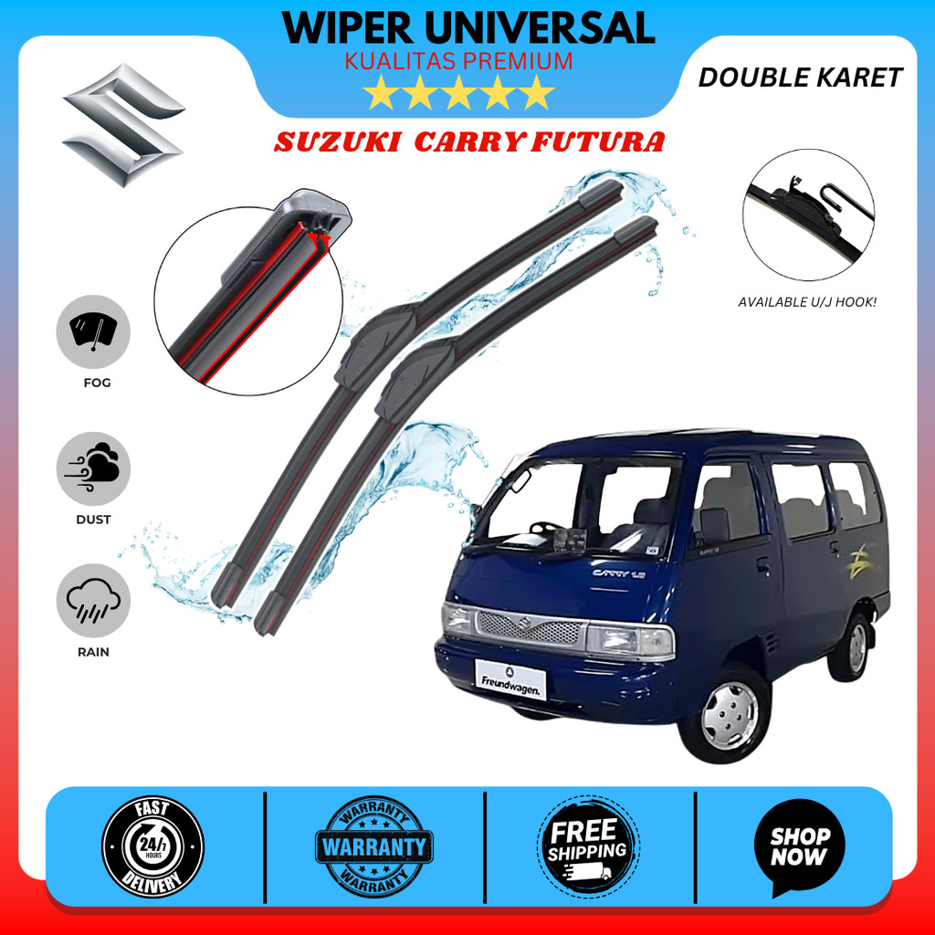 Wiper Dual Karet Mobil Suzuki Carry Futura Kaca Depan Mobil Satu Set Kiri Kanan