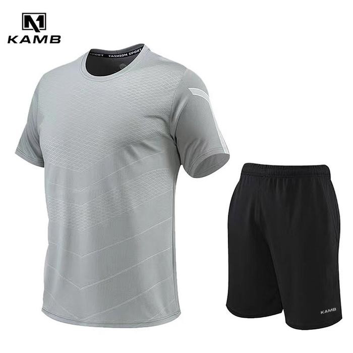 RYBV Kamb Set 2 Bagian Kaos Olahraga Pria Lengan Pendek Dry Fit Sport