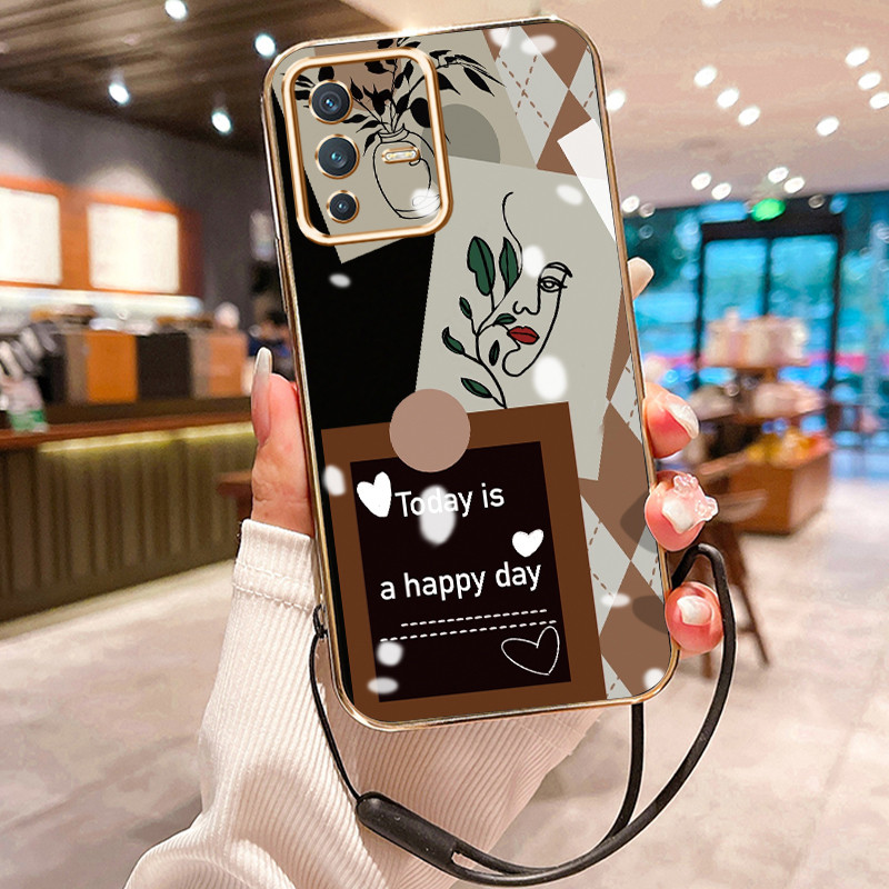 Casing Hp Untuk VIVO V23 5G V23i 5G V23E 5G V23E 4G Case Wanita artistik Pelapisan Mewah Cesing Lany