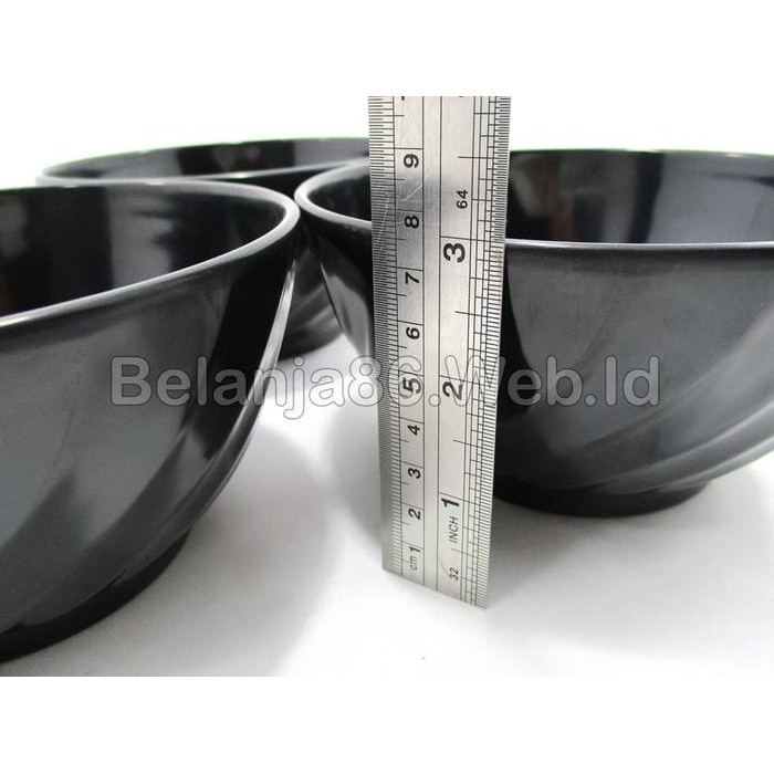 3 Pcs Mangkok Melamin Unika - Unica M9060 Hitam