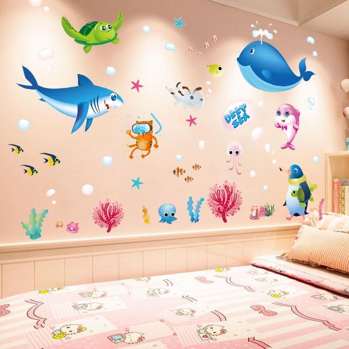 stiker dinding / wall sticker Dunia Hewan Laut