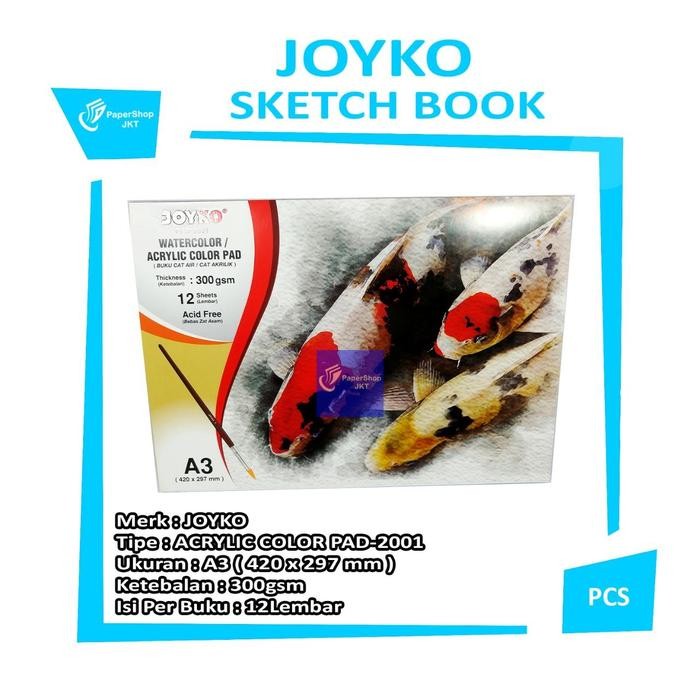 

JOYKO Buku Gambar Cat Akrilik Pad PAD-2001 Ukuran A3 - Per Pcs