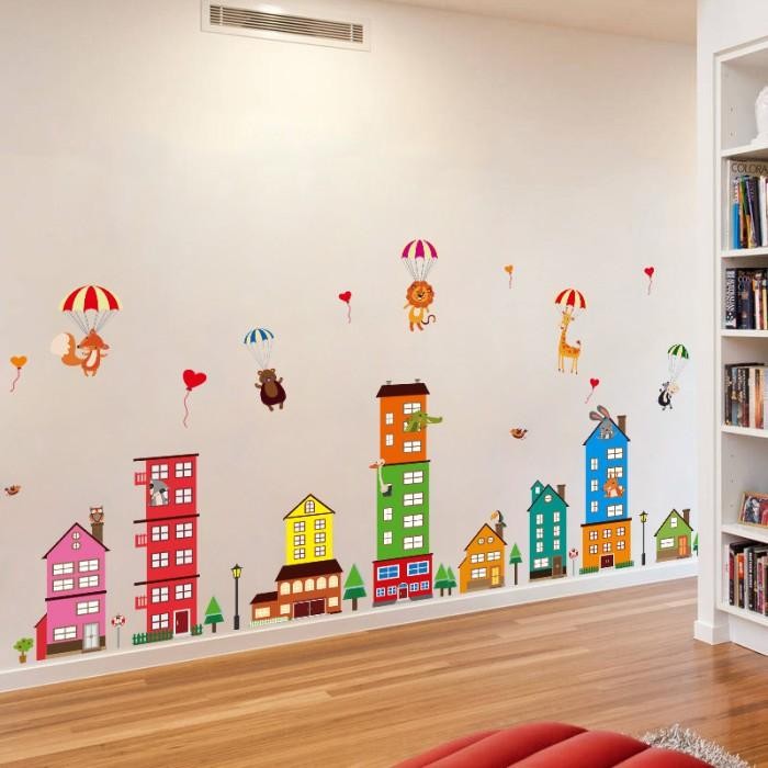 BISA CEK WALLSTICKER STICKER STIKER DINDING SEKOLAH ANAK TK SD MOTIF RUMAH KOTA
