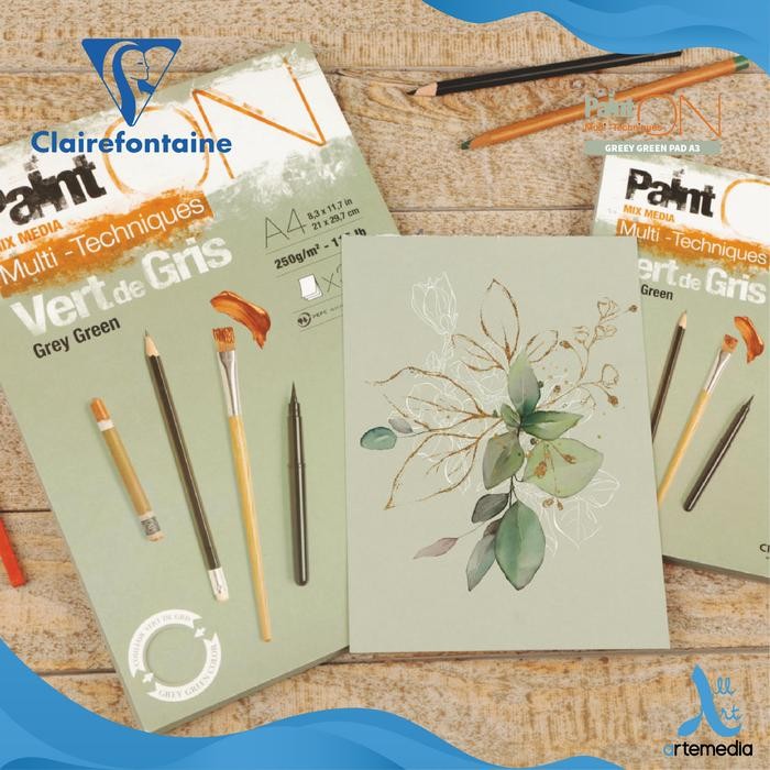 

Kertas Gambar Clairefontaine Paint On A3 Grey Green Multi Techniques