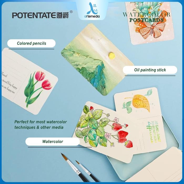 

Potentate Watercolor Paper Cotton Postcard Metal Boc Kertas Cat Air