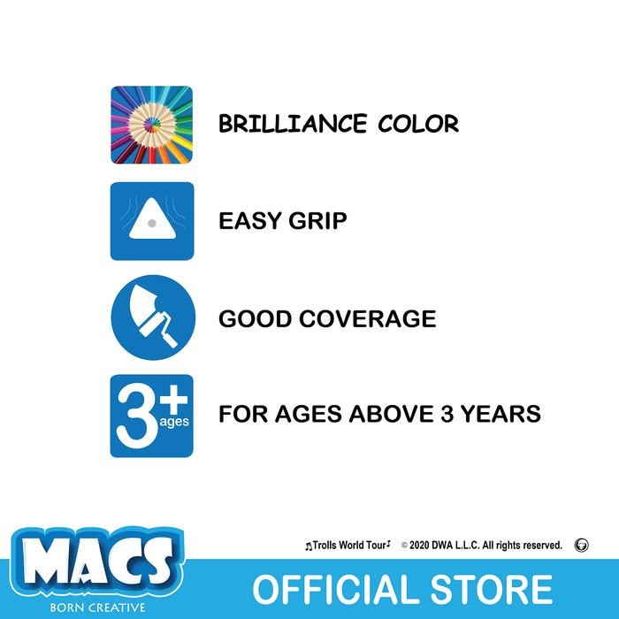 

MACS Coloring Pencil/Warna Pensil (36 colors) Trolls World Tour Movie