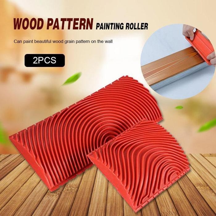Rol Karet Sikat Cat Pola Motif Kayu Rubber Roller Brush Wood