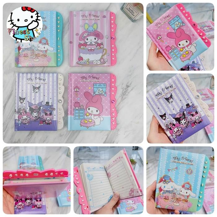 

TUMI Buku Diary Kunci Kode Gembok Notebook Kuromi Stella Cinnamo Kado Ultah Paper