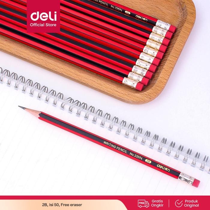 

X689 Deli Pensil 2B / Graphite Pencil Isi 50 Gratis Penghapus 33594