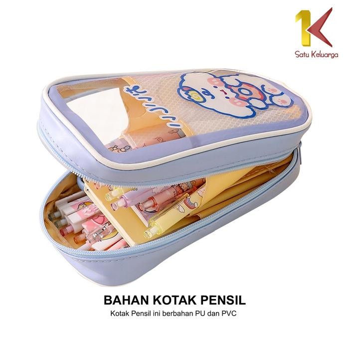

X689 [Cod] Sk A61 Tempat Pensil Anak Transparan Motif Kartun Pencil Case Multifungsi Ala