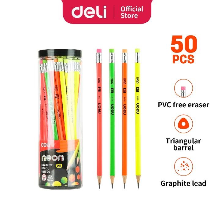 

X689 Deli Pensil Kayu 2B Bentuk Segitiga Untuk Pegangan Yang Nyaman 50Pcs Eu51806 Hitam